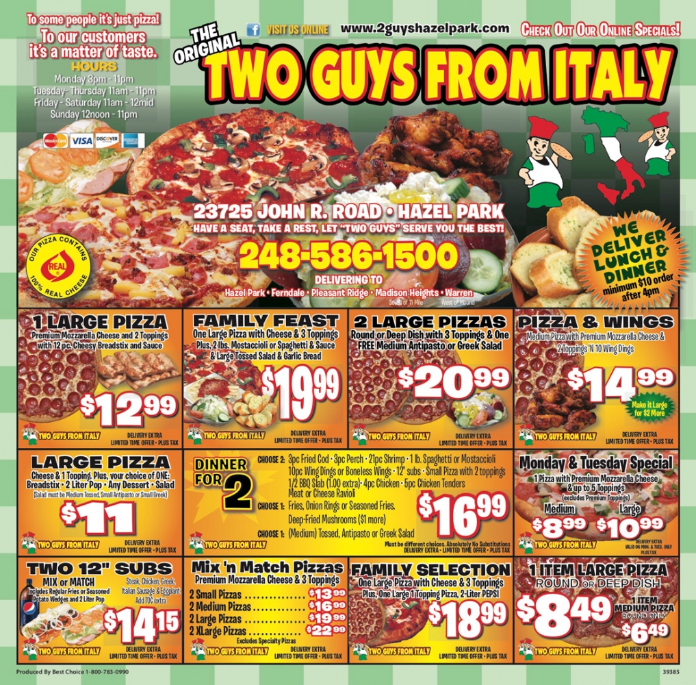 Pizza Menu Printing near Livonia - Best Choice Marketing Solutions - gal8
